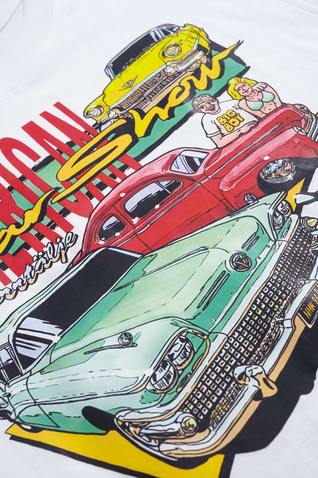 Car Letter Print Round Neck T-Shirt