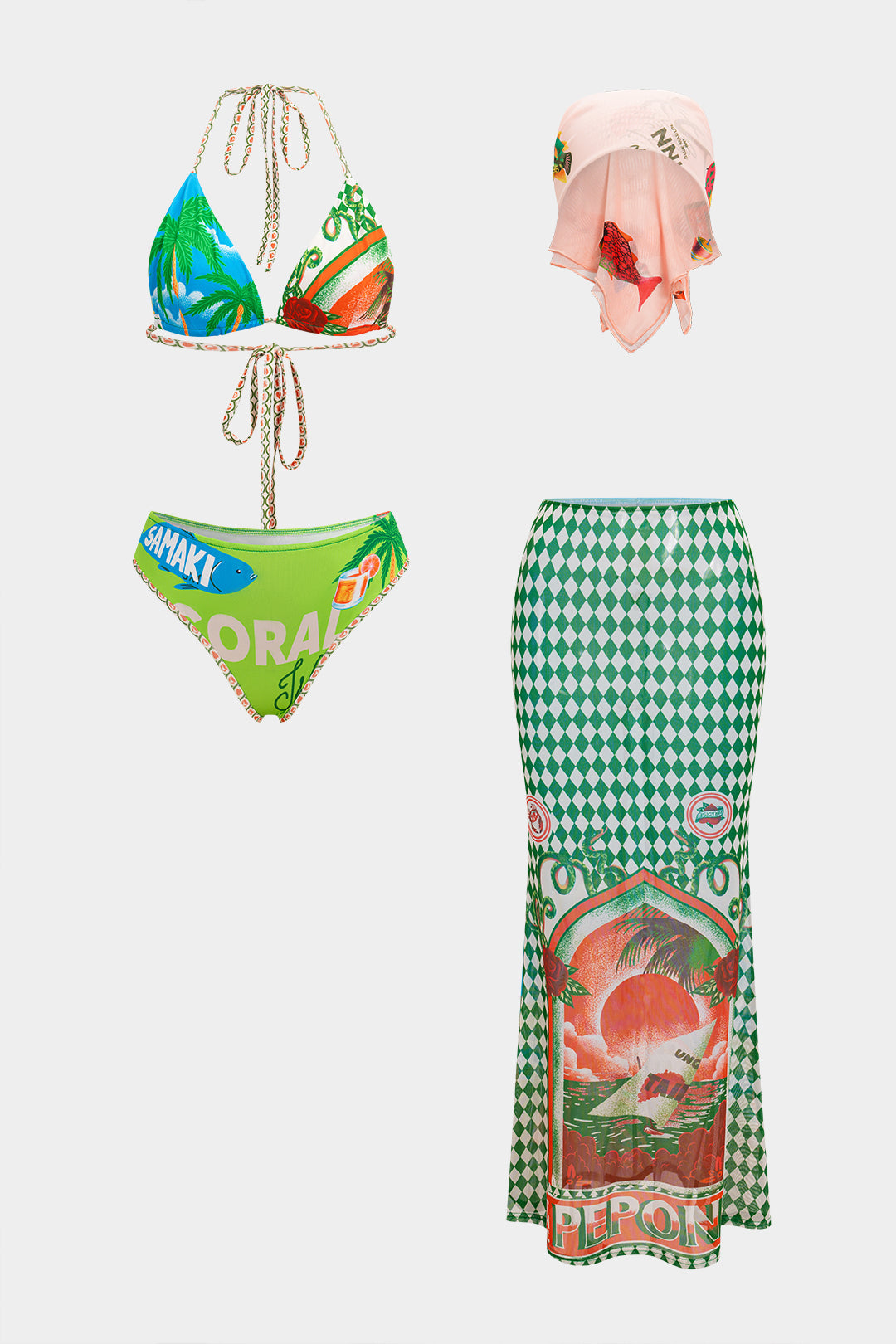 Beach Floral Print Bikini Set