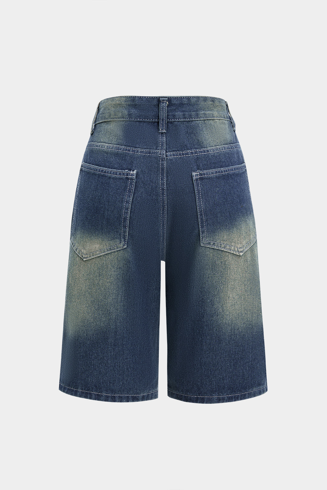 Denim Straight Leg Patchwork Shorts