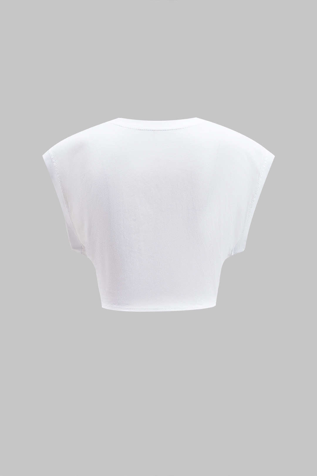 Letter Print Tie Front Round Neck T-Shirt