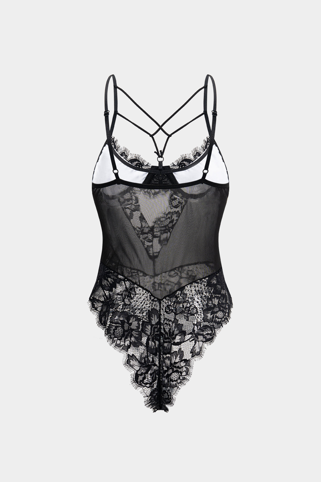 Sheer Crossed Detail Lingerie Bodysuit