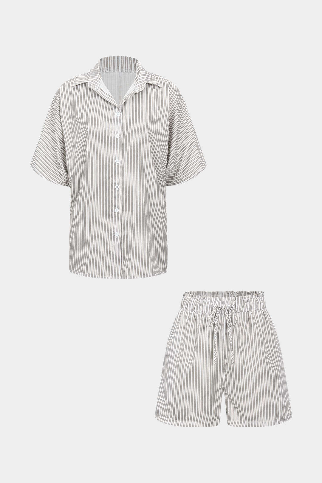 Contrast Stripe Print Shirt And Shorts Set