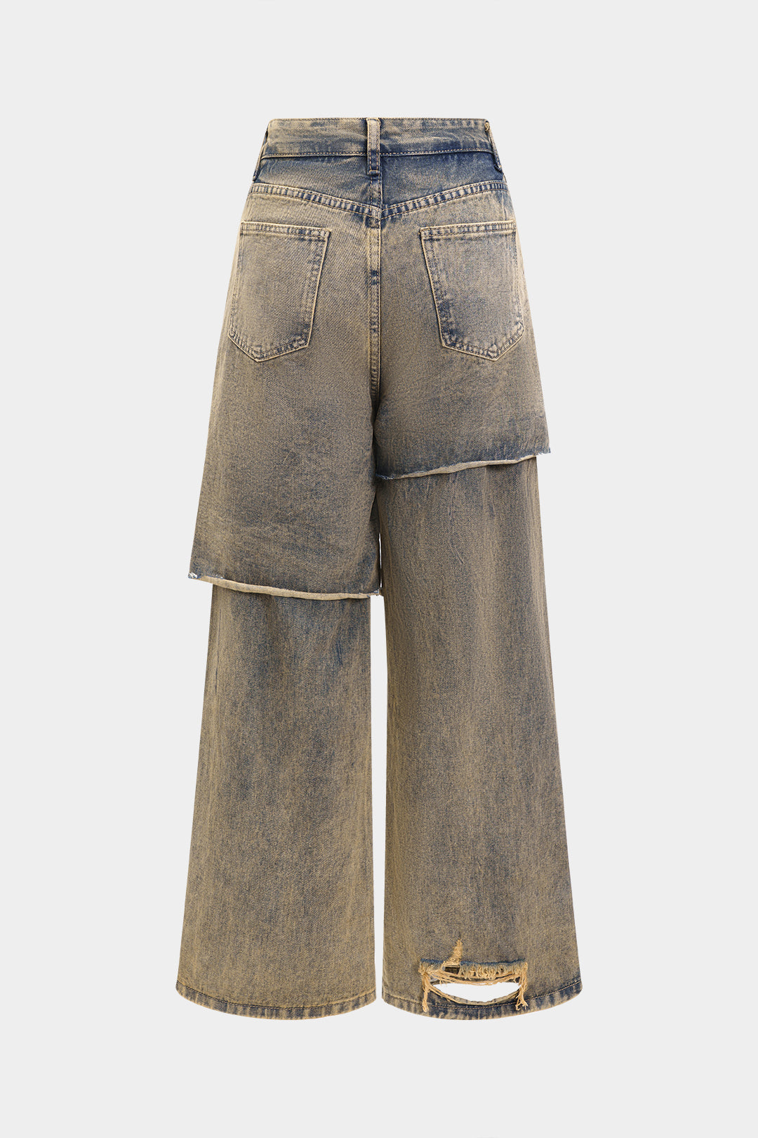 Denim Ripped Straight Leg Jeans