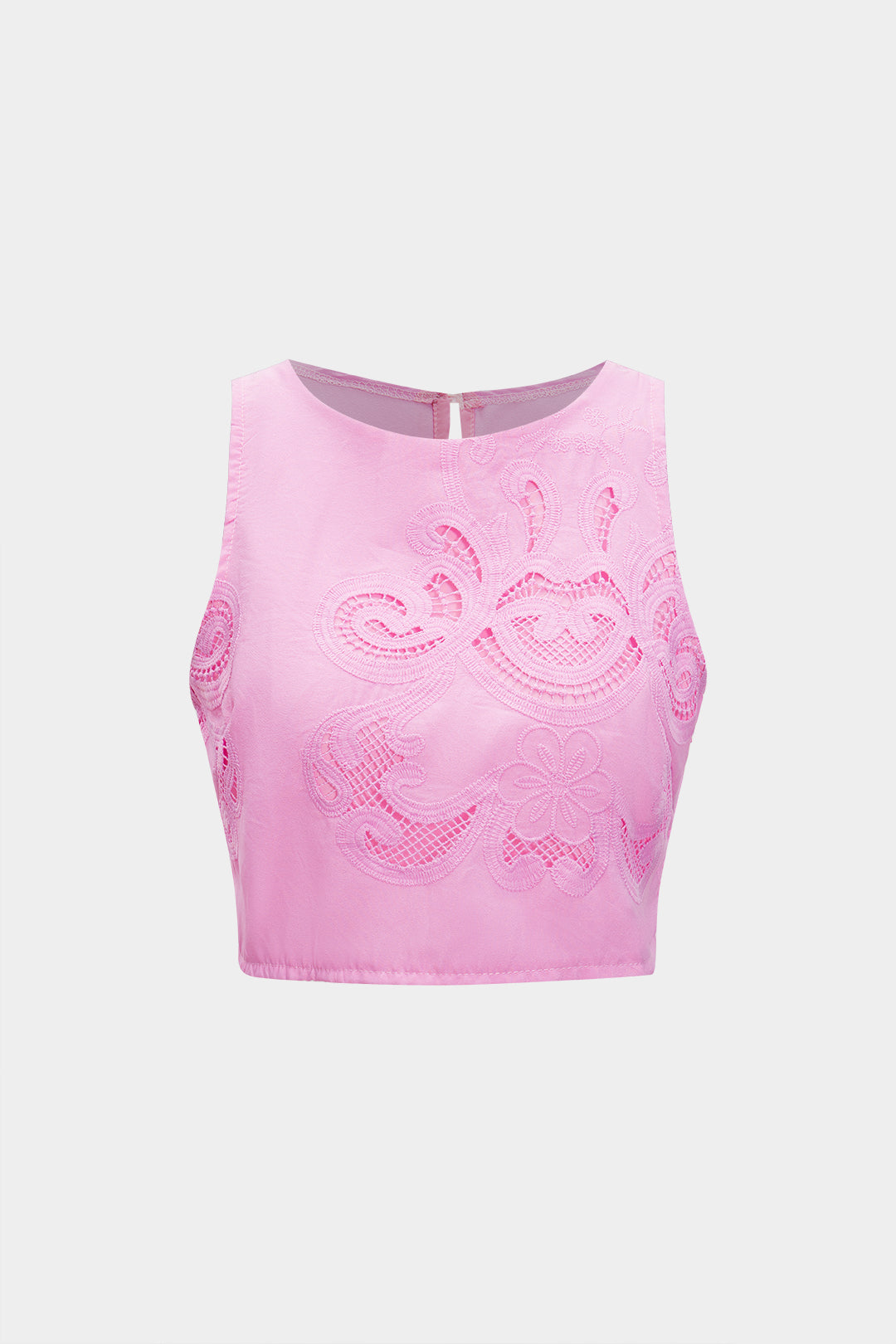 Hollow Out Embroidery Tank Top And Skirt Set
