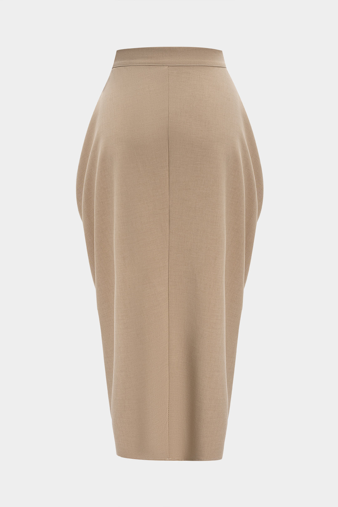 Solid Button Pleated Skirt