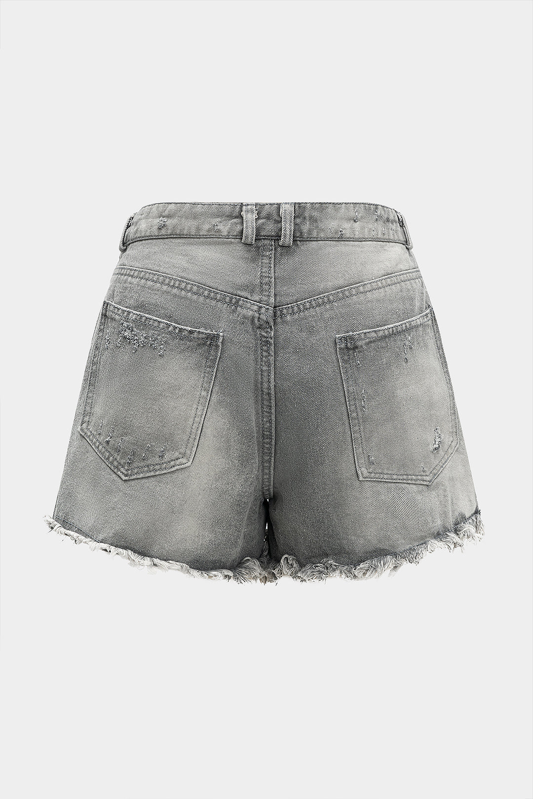 Denim Asymmetrical Ripped Shorts