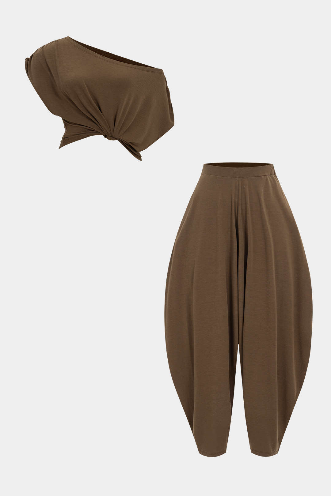 Asymmetrical Top And Barrel Pants Set