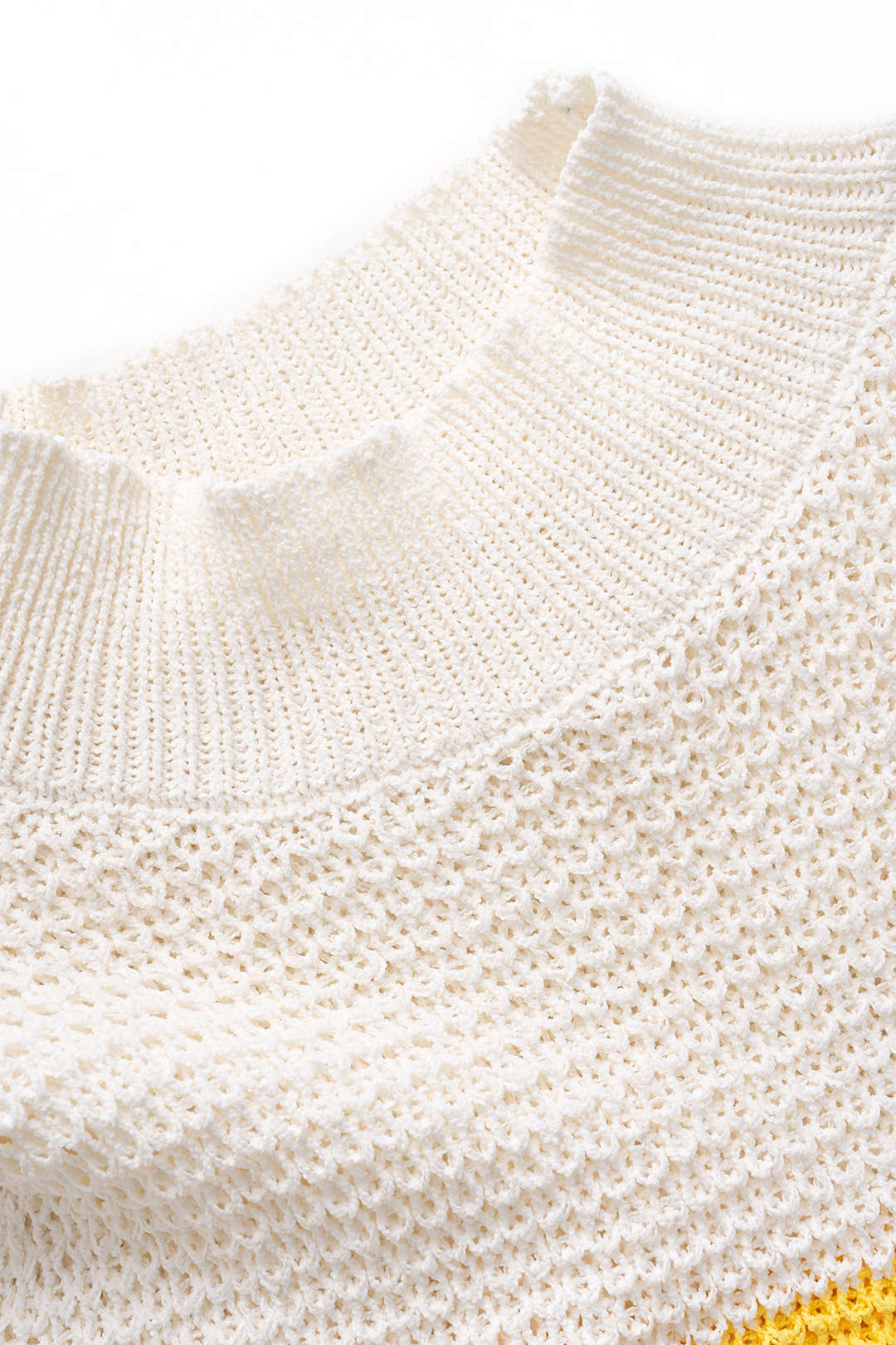 Knit Contrast Mock Neck Fringe Hollow Out Sleeveless Dress