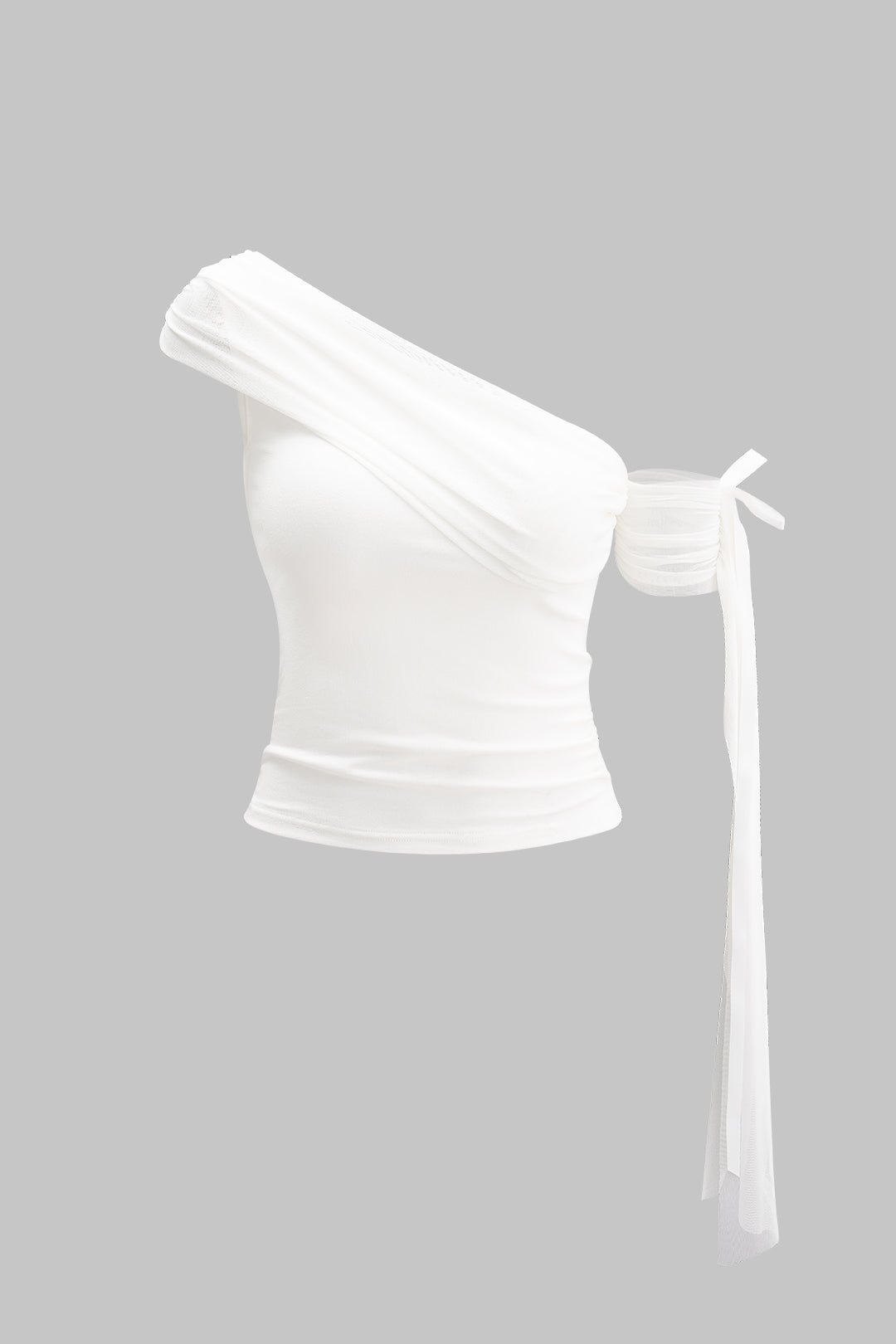Asymmetrical Ruched Tie-Up Short Sleeve Tank Top