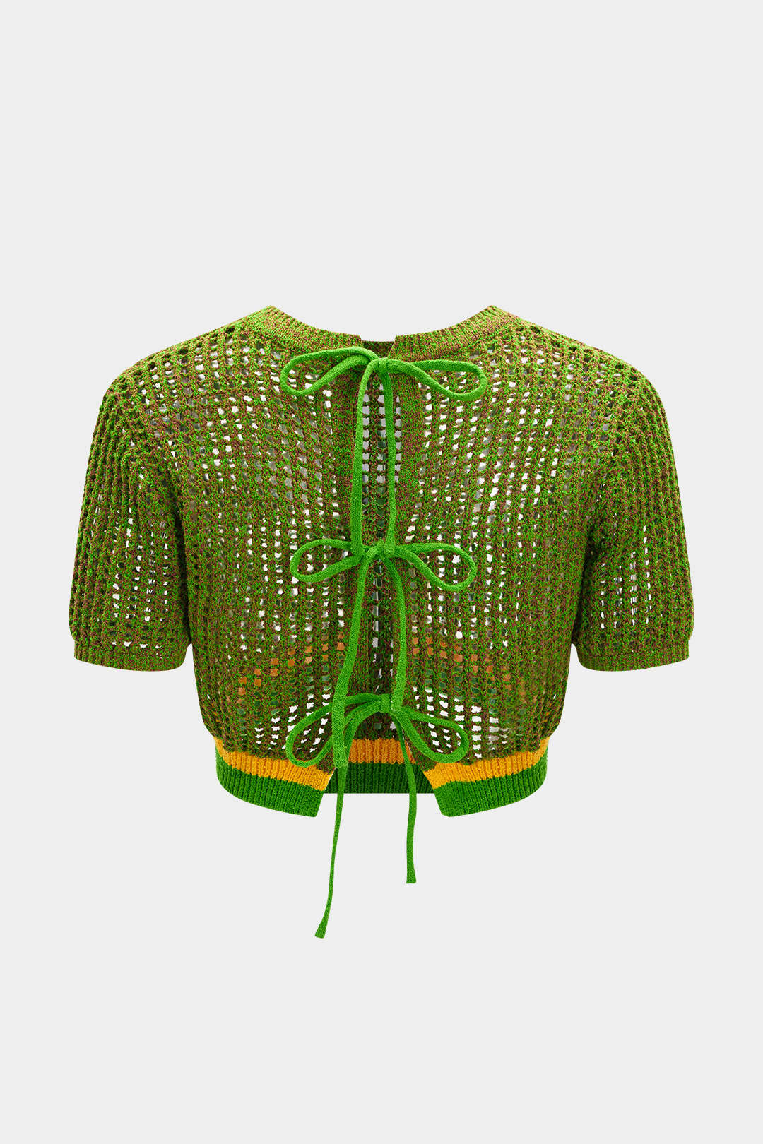 Knit Hollow Out Tie Back Short-Sleeve Top