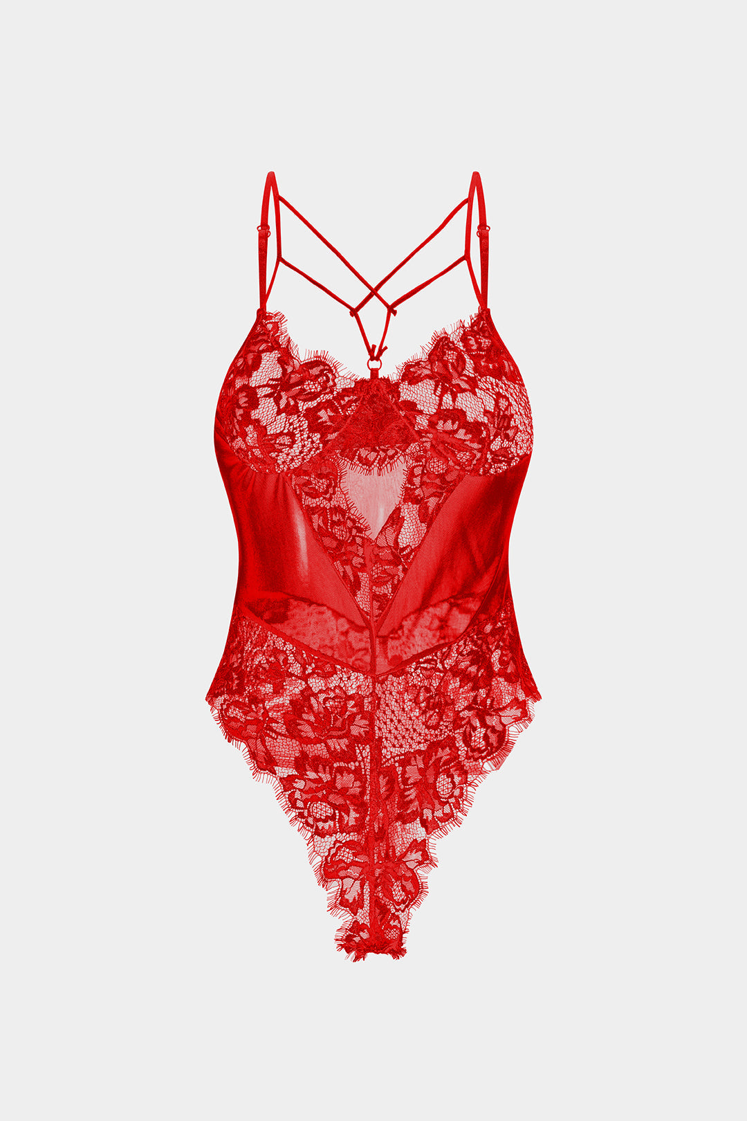 Sheer Crossed Detail Lingerie Bodysuit
