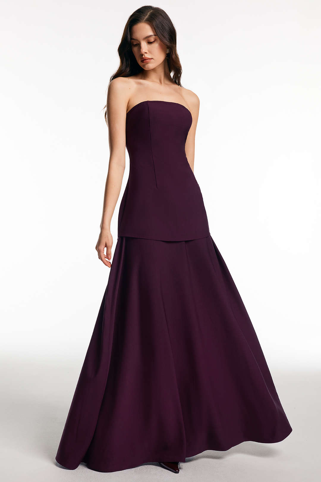 Solid Ruched Maxi Skirt