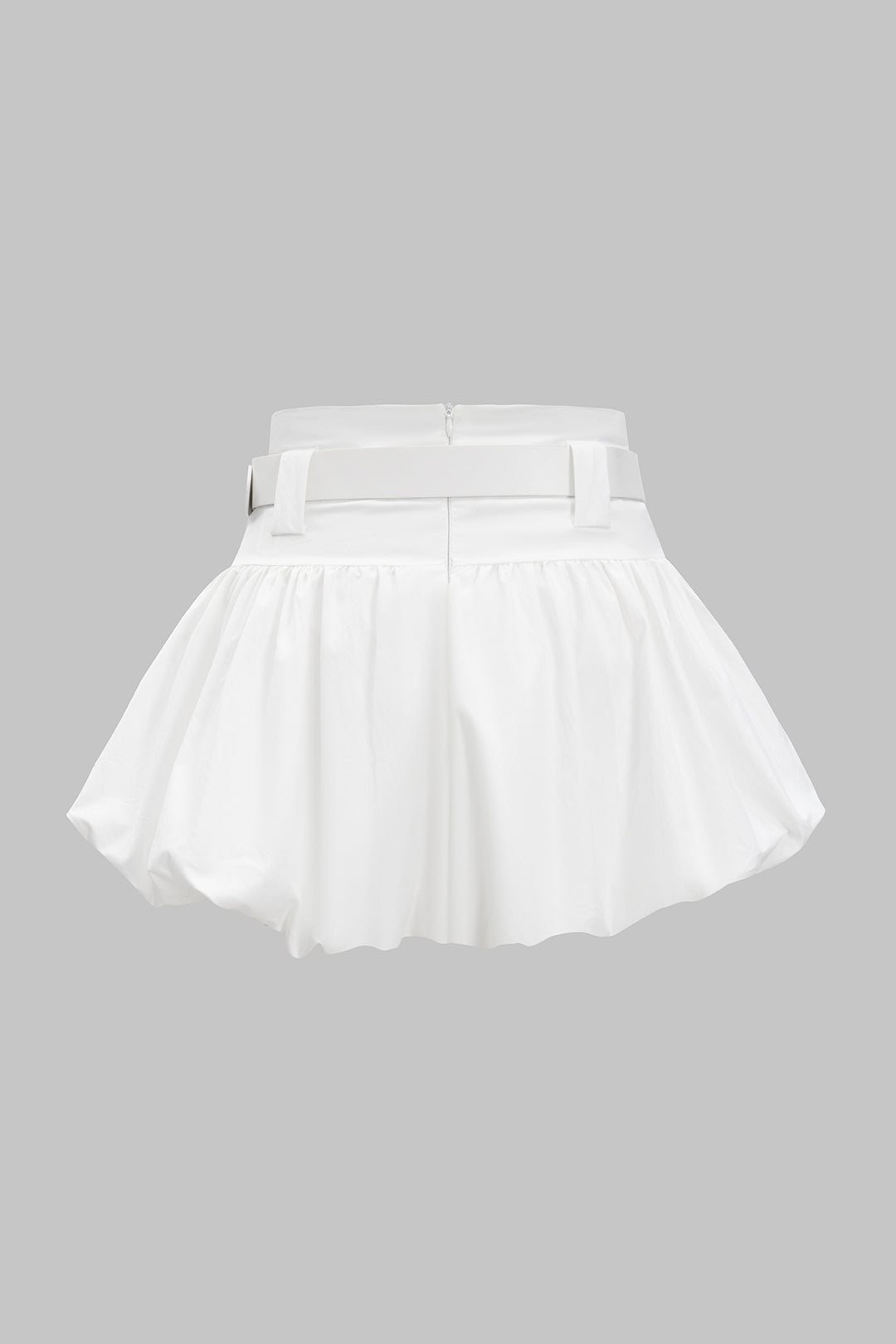 Ruched Belted Zipper Detail Skirt