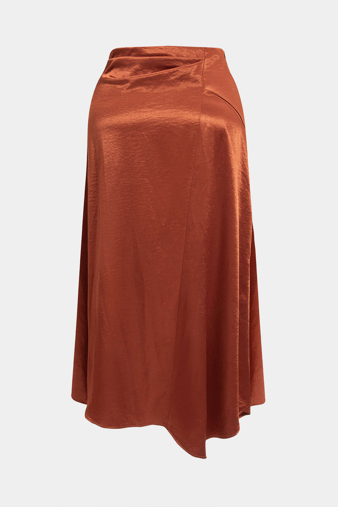Plus Size Satin Asymmetrical Skirt