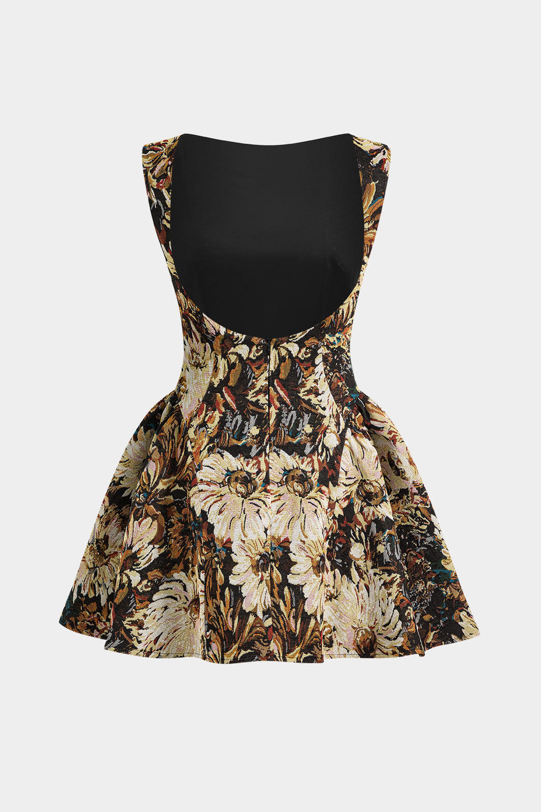 Jacquard Ruched Sleeveless Mini Dress