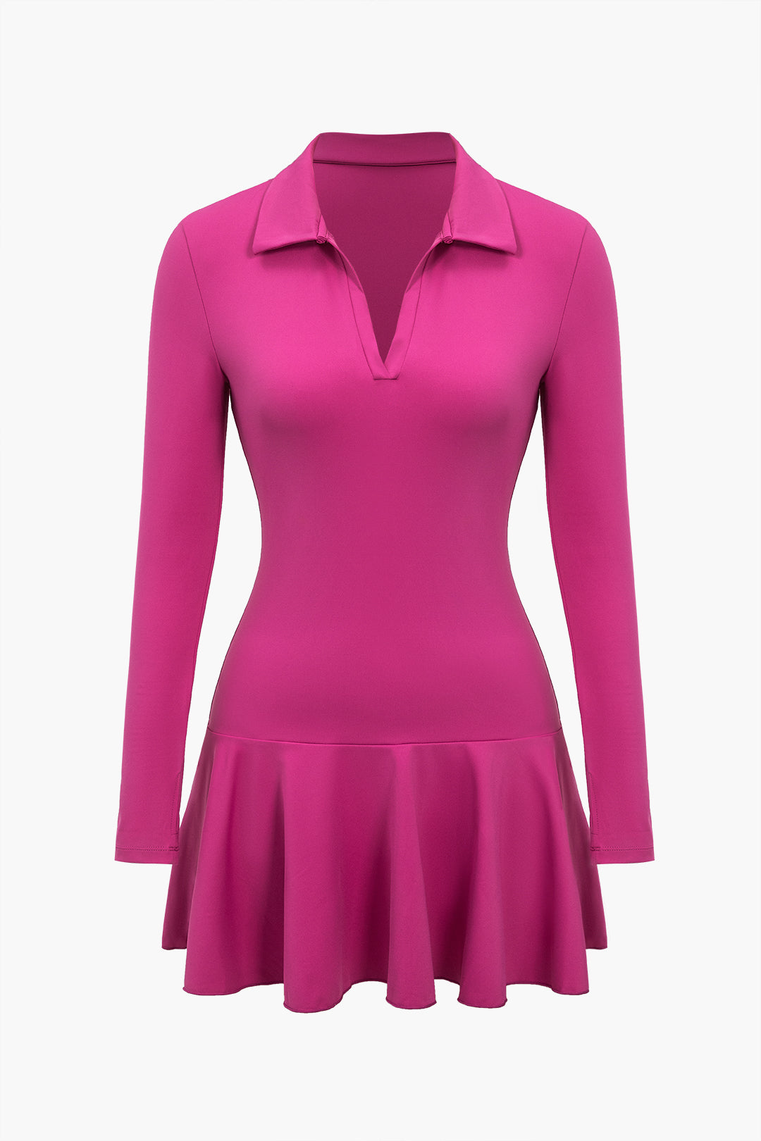 Solid Long Sleeve High Collar Sports Dress