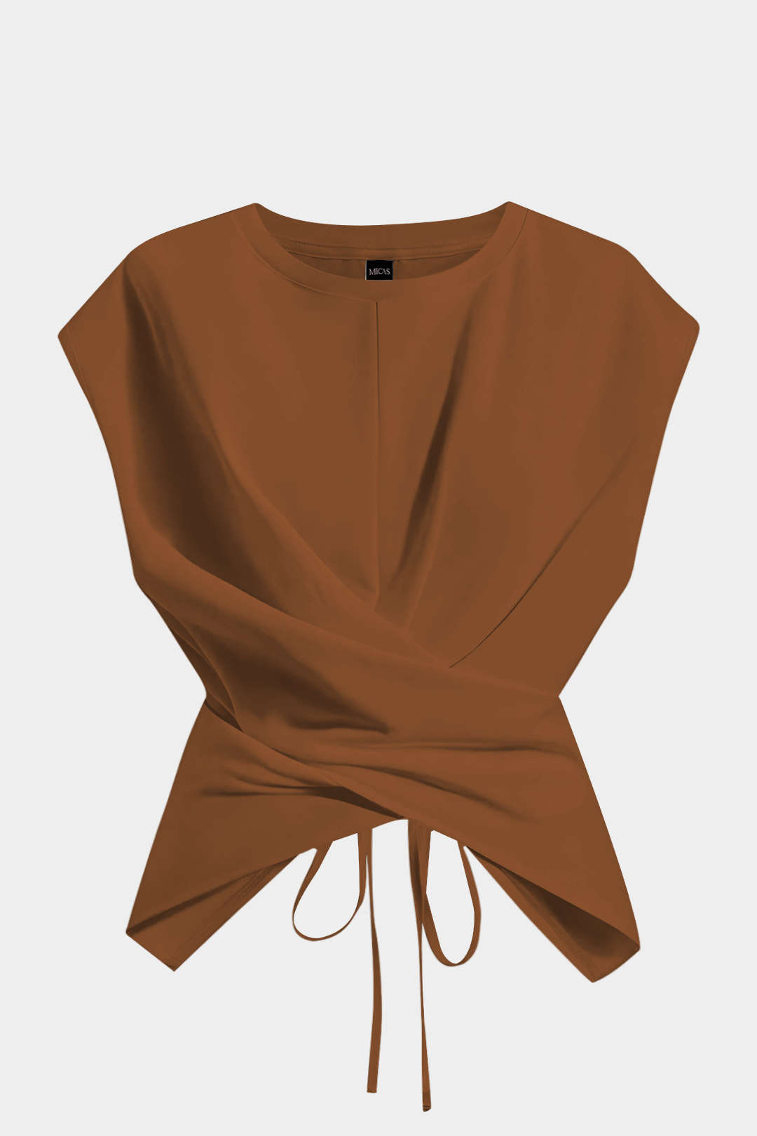 Plus Size Round Neck Short Sleeve Tie T-Shirt