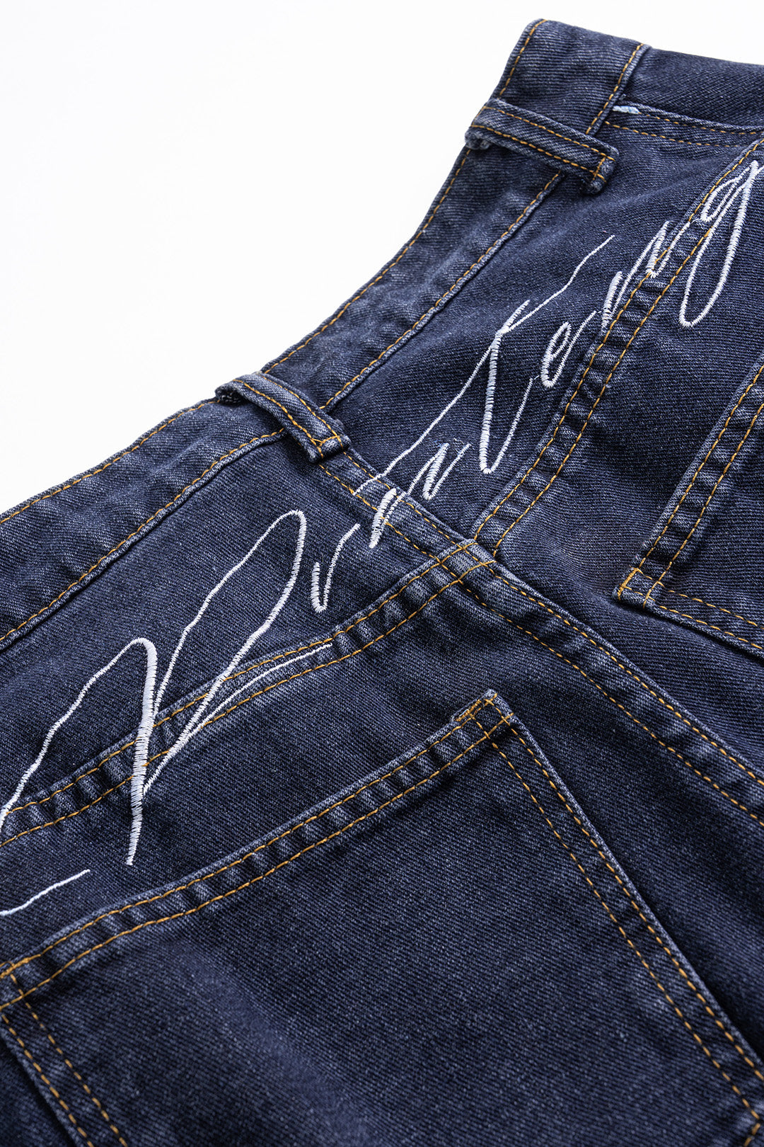 Denim Letter Print Wide Leg Jeans