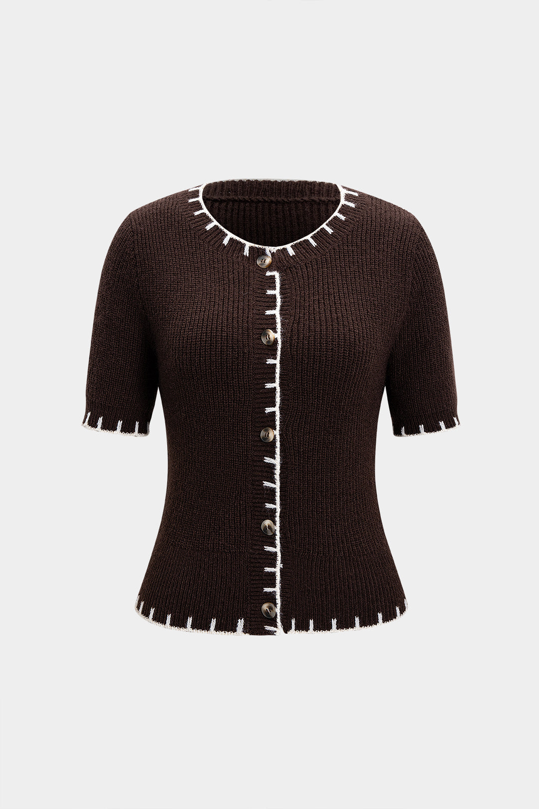 Knit Contrast Short-Sleeve Top