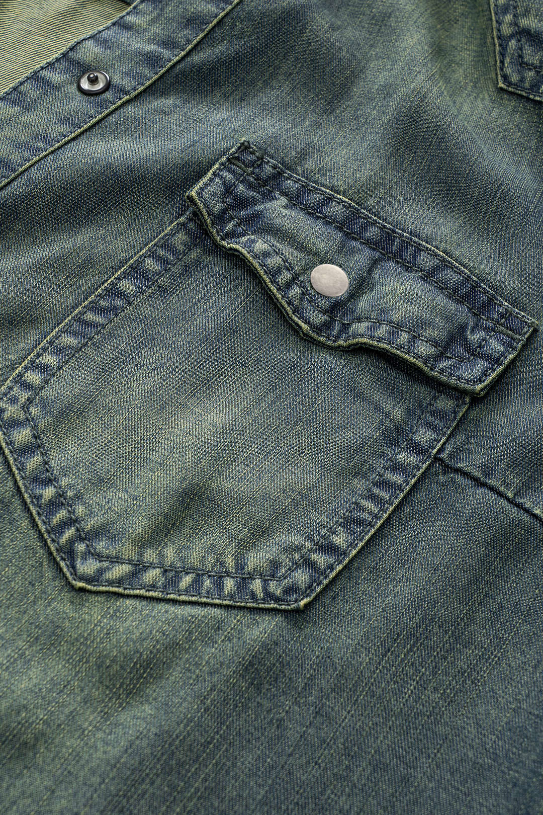 Denim Ruched Knotted Short Sleeve Shirt