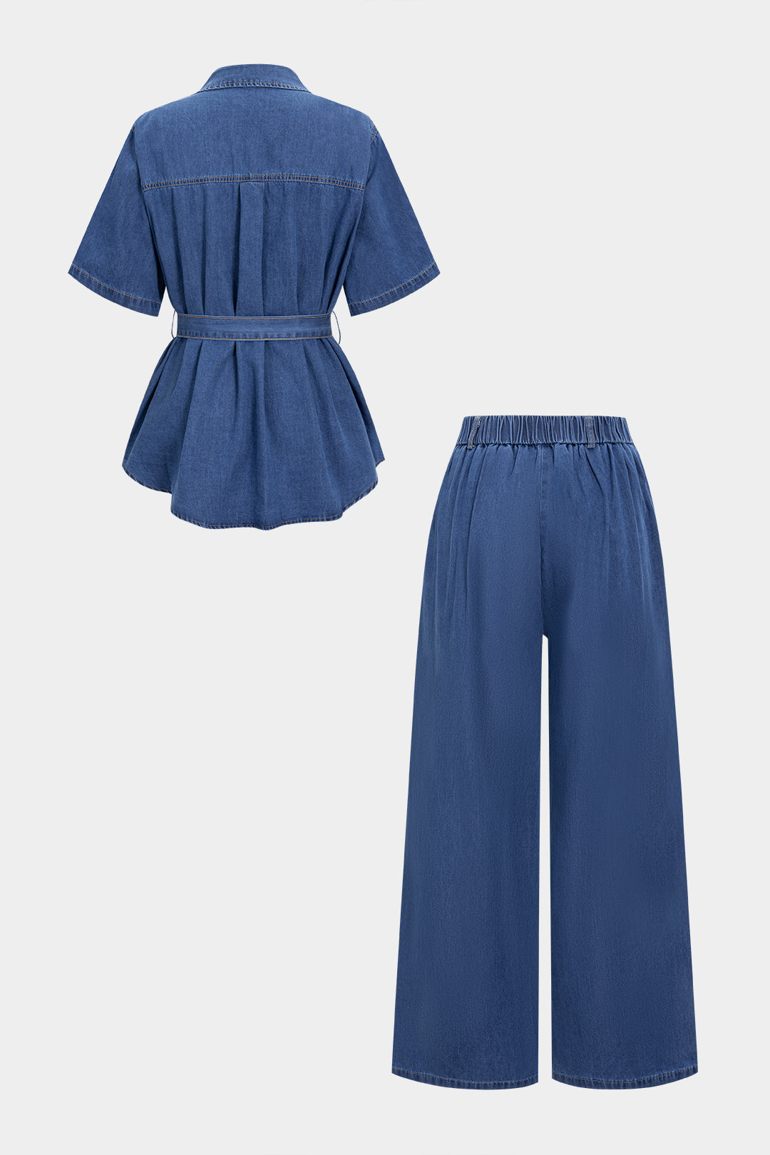 Denim Button Tie Shirt And Jeans Set