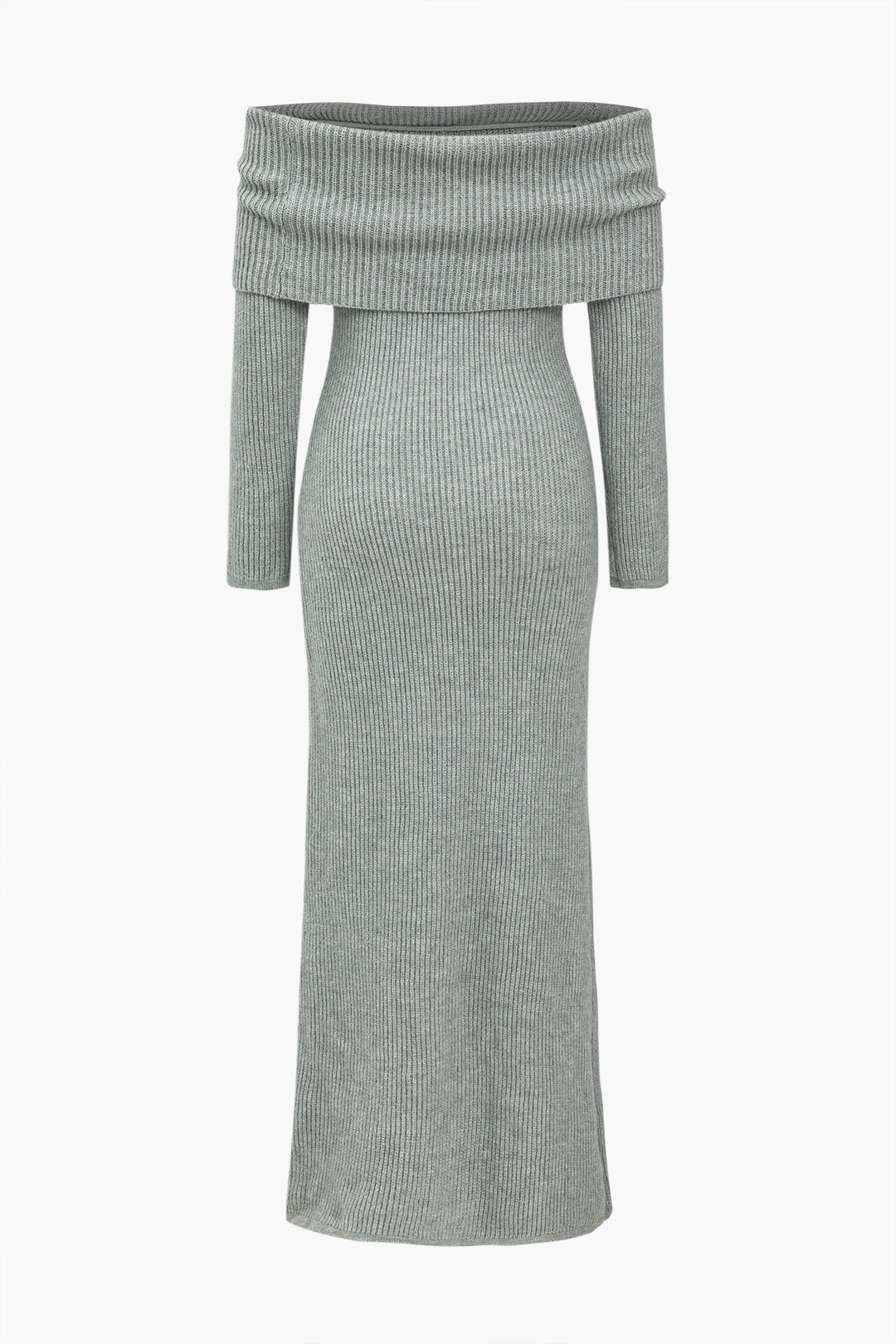 Basic Solid Off Shoulder Long-Sleeve Sweater Dress