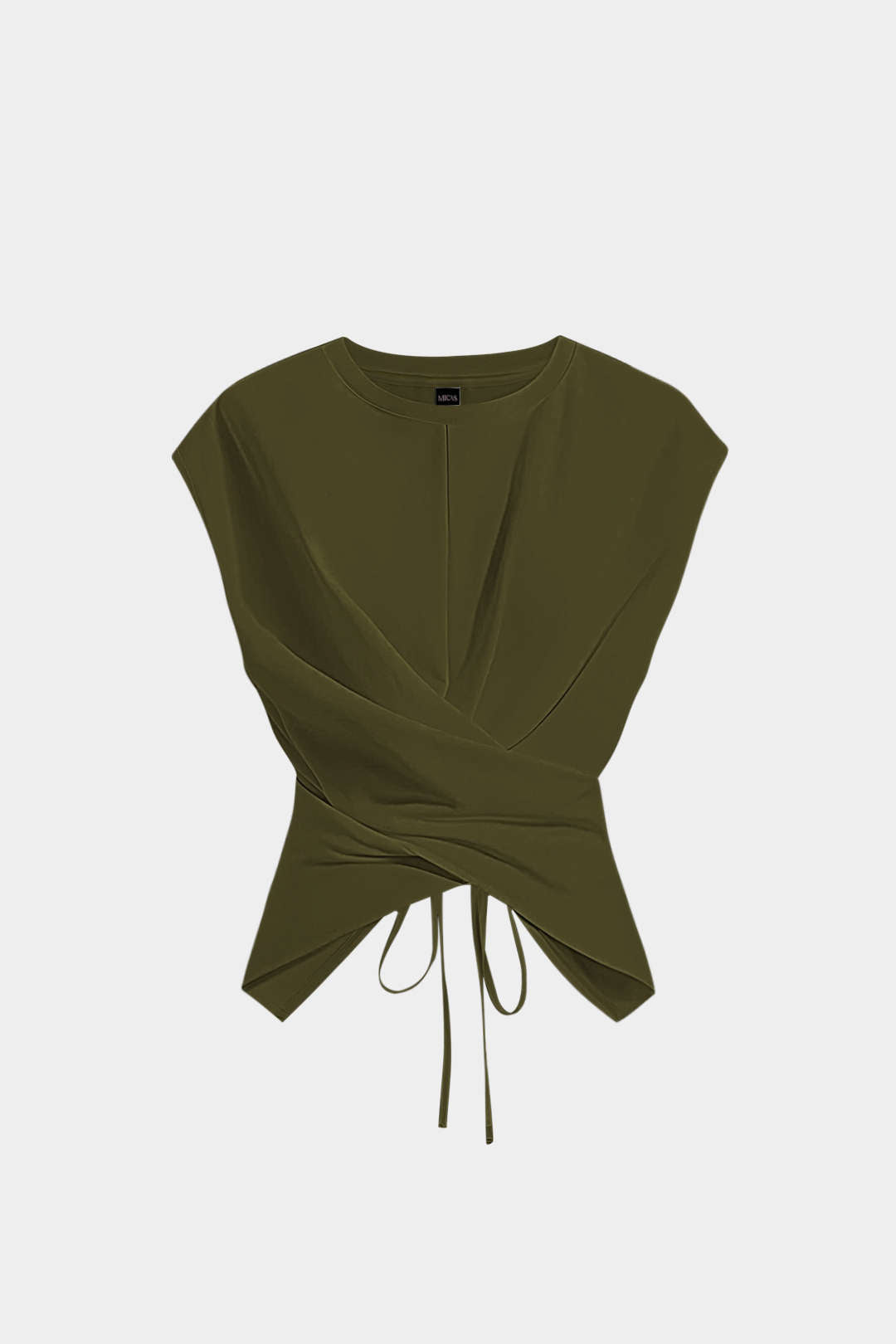 Solid Ruched Tie-Up Crossed T-Shirt