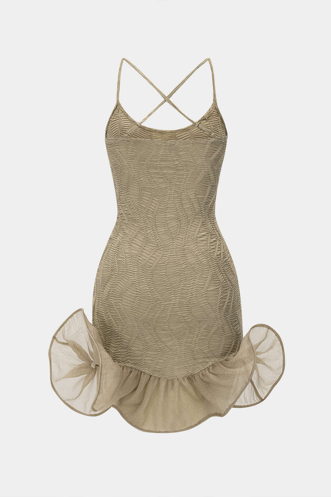Sleeveless Ruched Patchwork Mini Dress