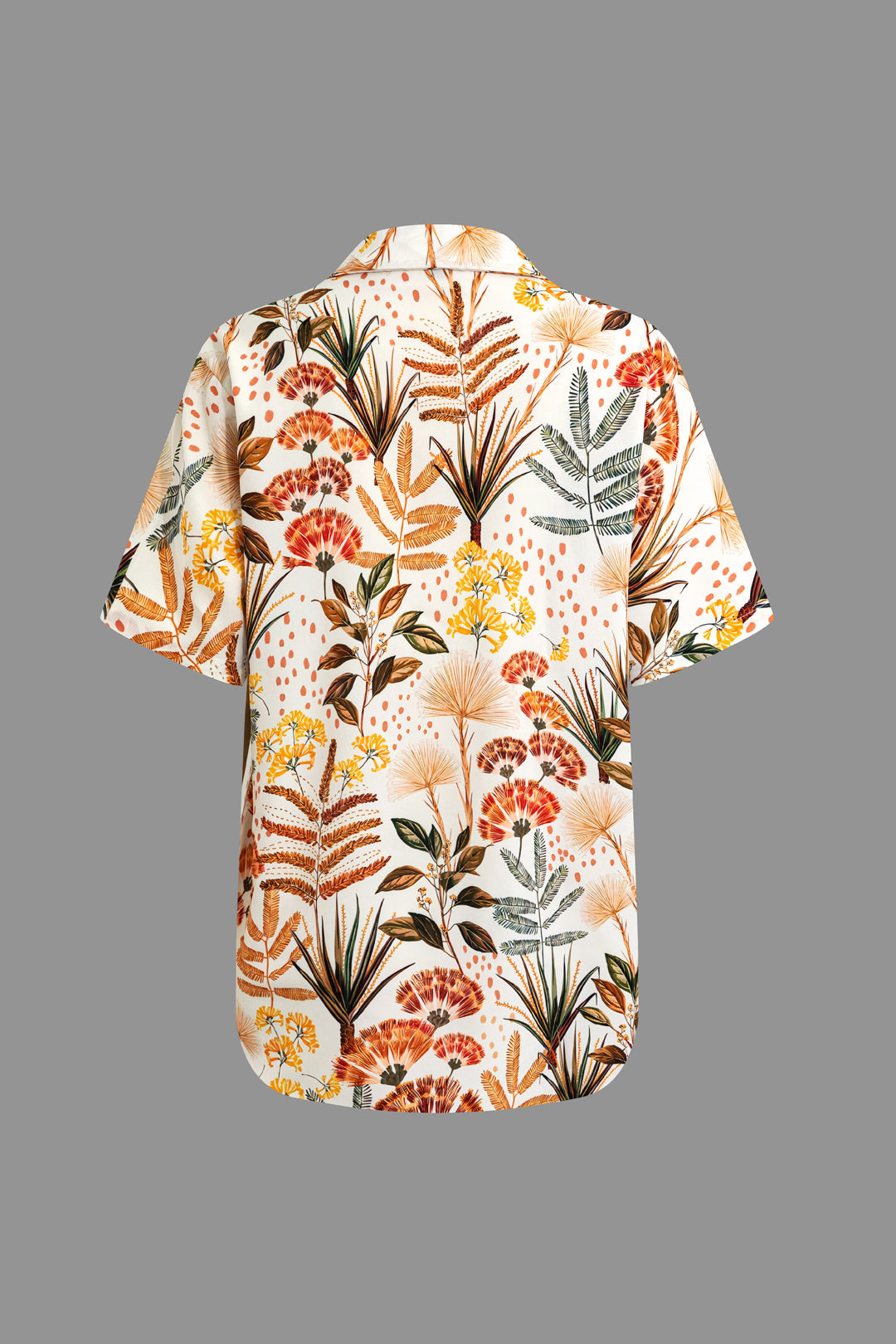 Leaves Print Tie Front Shirt And Shorts Set