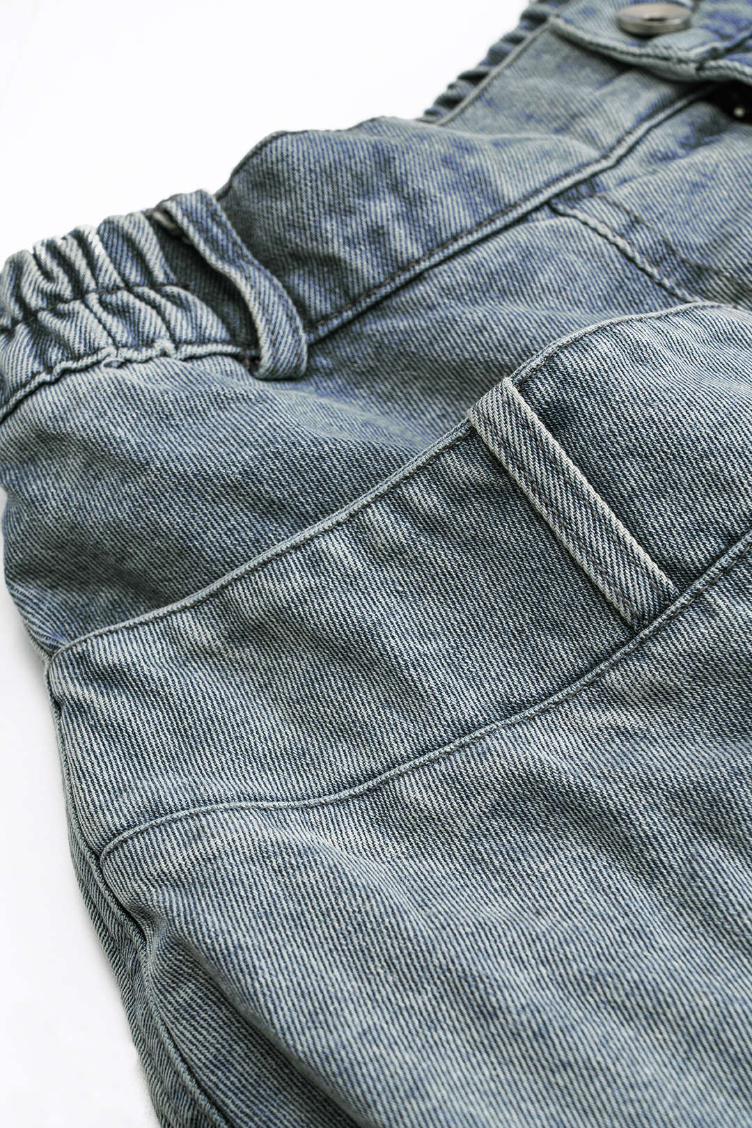 Denim Ruched Flap Pocket Skirt