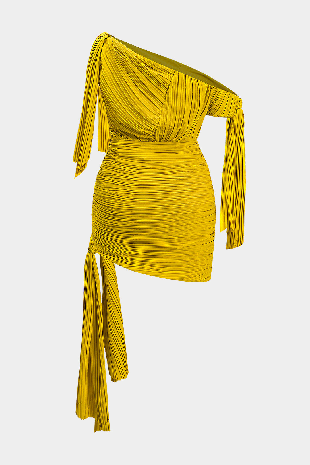 Plus Size Tie Front Pleated Asymmetrical Sleeveless Mini Dress