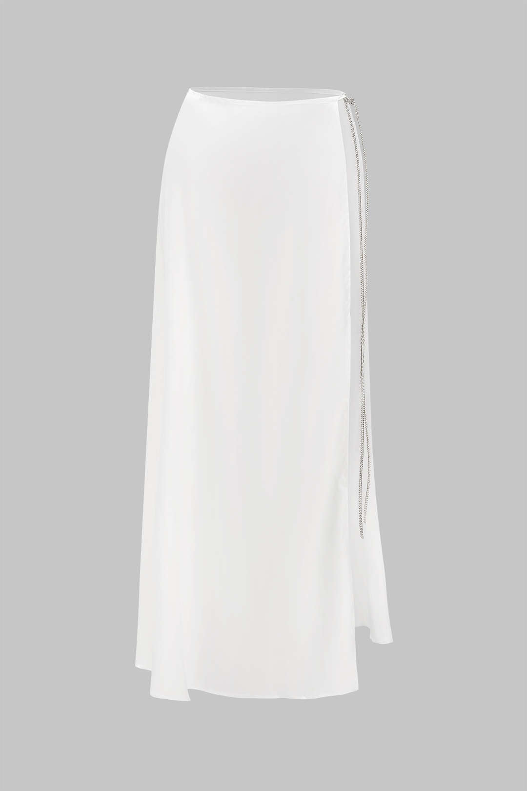 Satin Sequin Bead Tie Back Backless Top And Tie Knot Slit Skirt Set