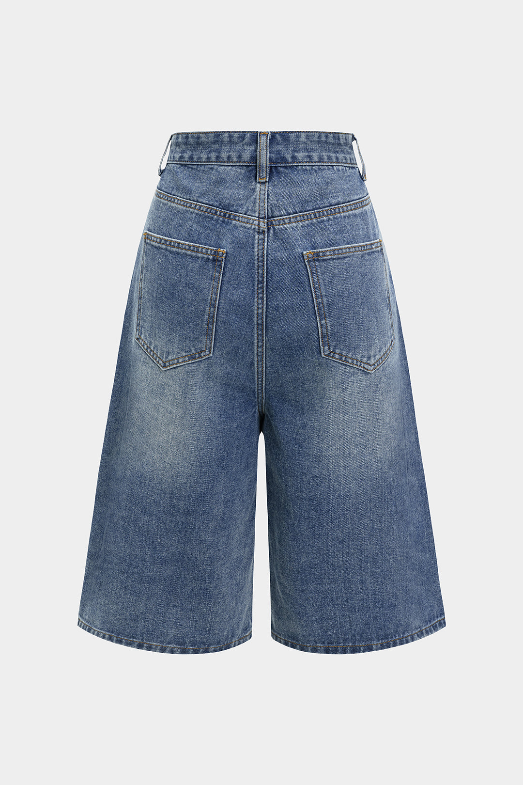 Denim Asymmetrical Button Shorts