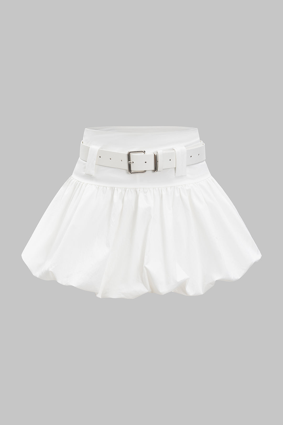 Ruched Belted Zipper Detail Skirt