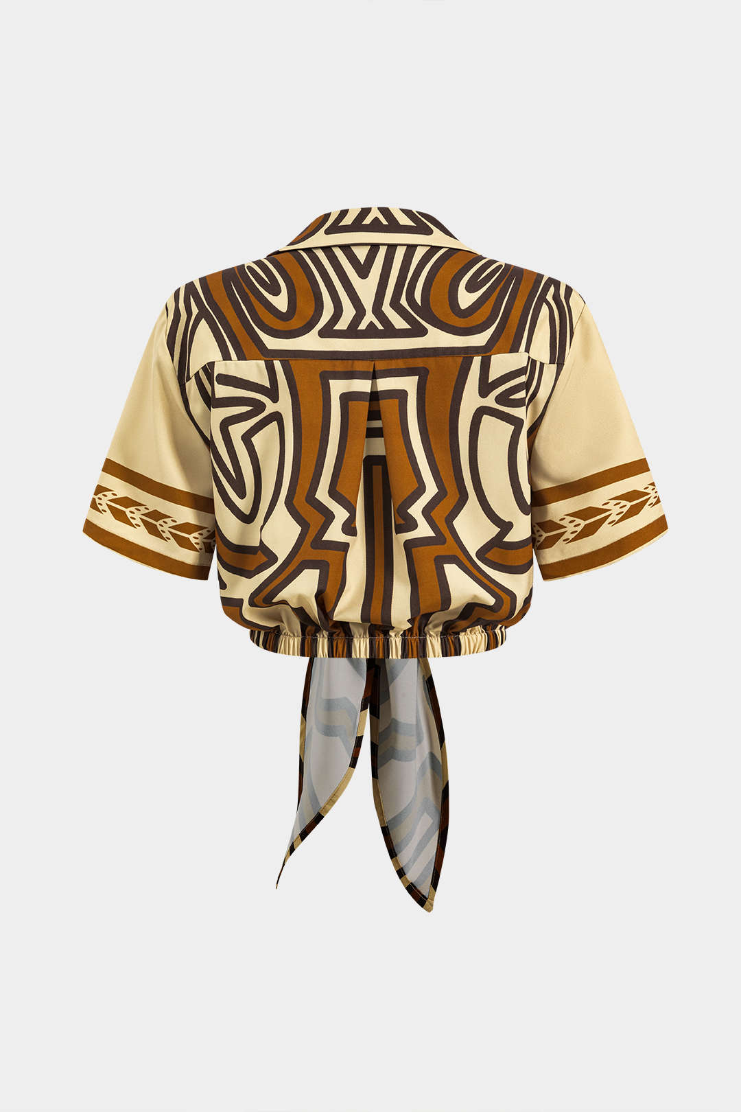 Bohemian Print Tie Front Short-Sleeve Shirt