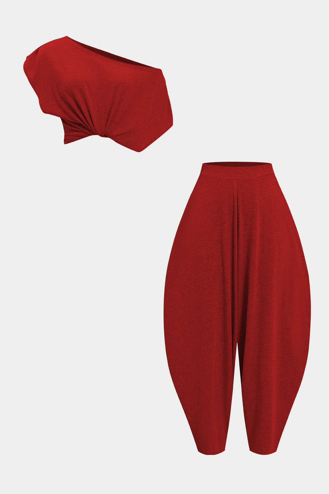 Asymmetrical Top And Barrel Pants Set