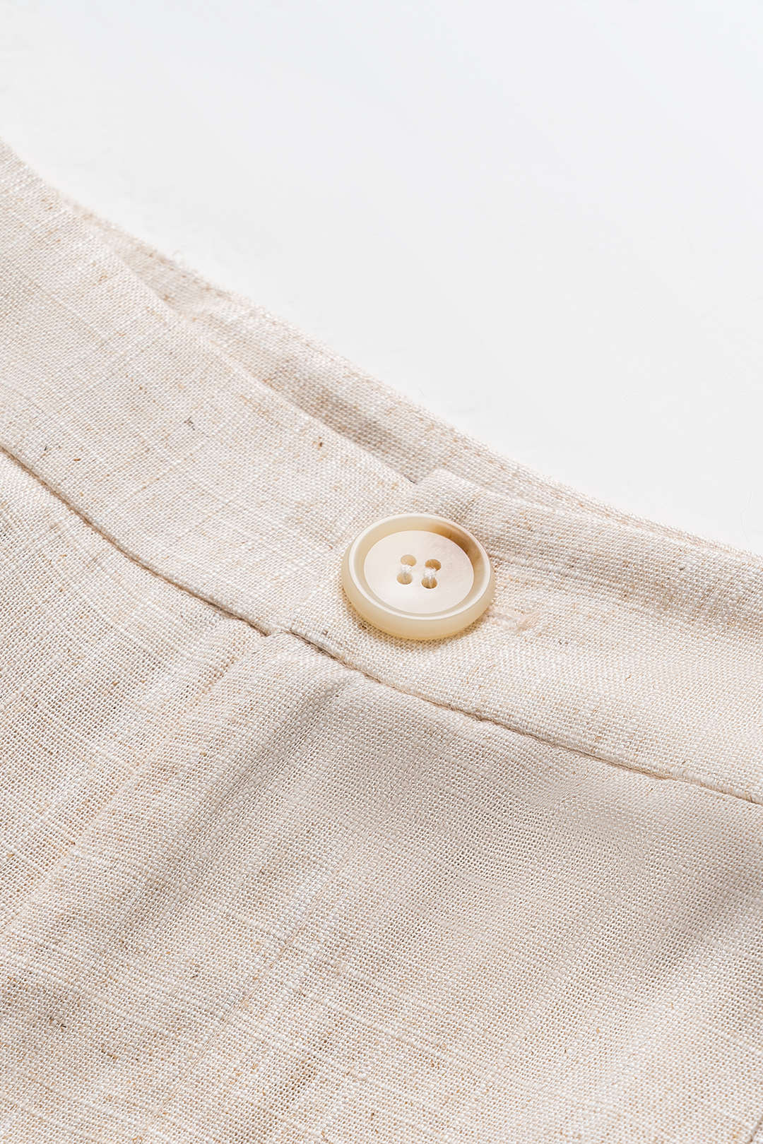 Contrast Linen Asymmetrical Button Patchwork Shorts