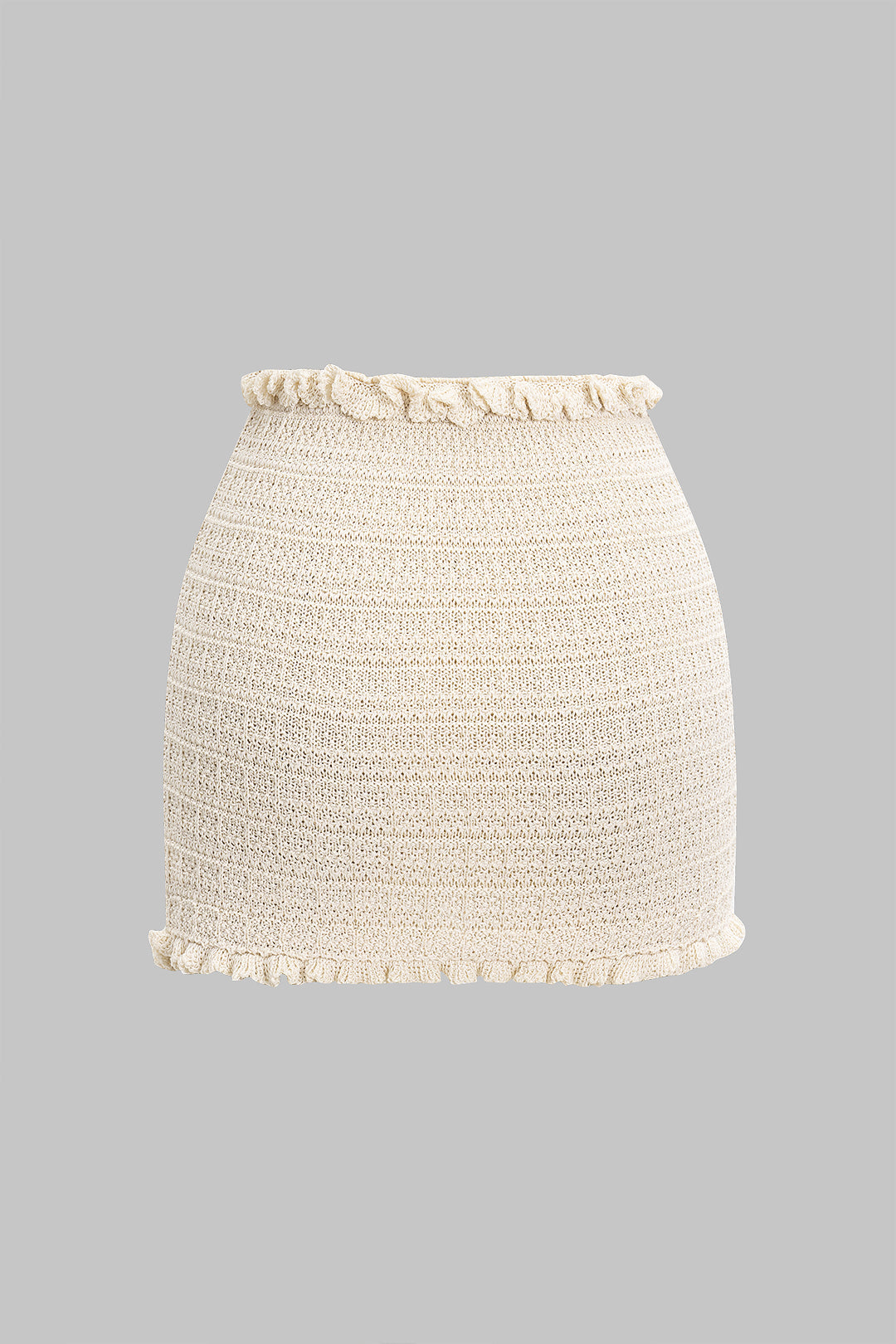 Knit Texture Ruffle Mini Skirt