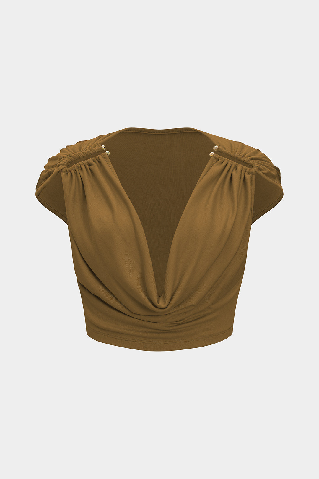 Ruched Neck Short-Sleeve Top