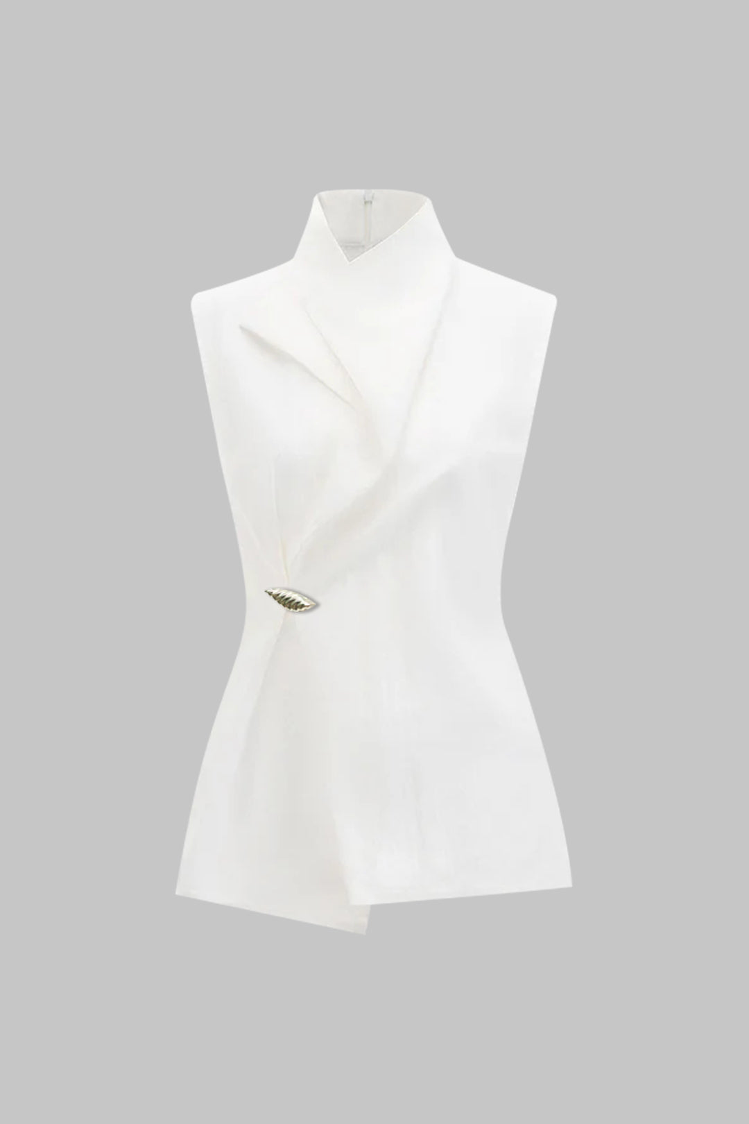 Jacquard Ruched Sleeveless Shirt