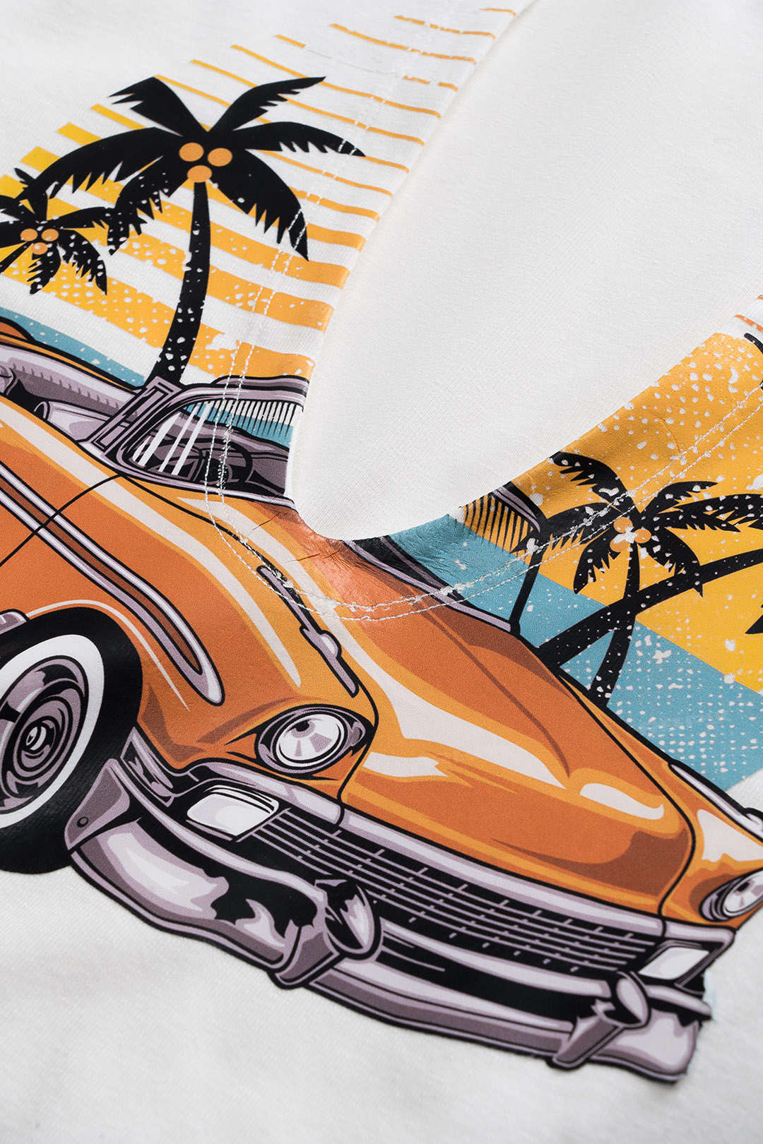 Hawaiian Print Short Sleeve V-neck T-Shirt