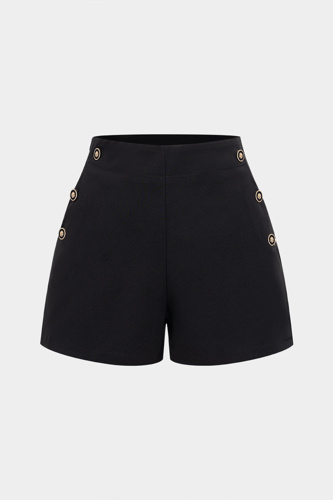 High Waist Button Decor Shorts