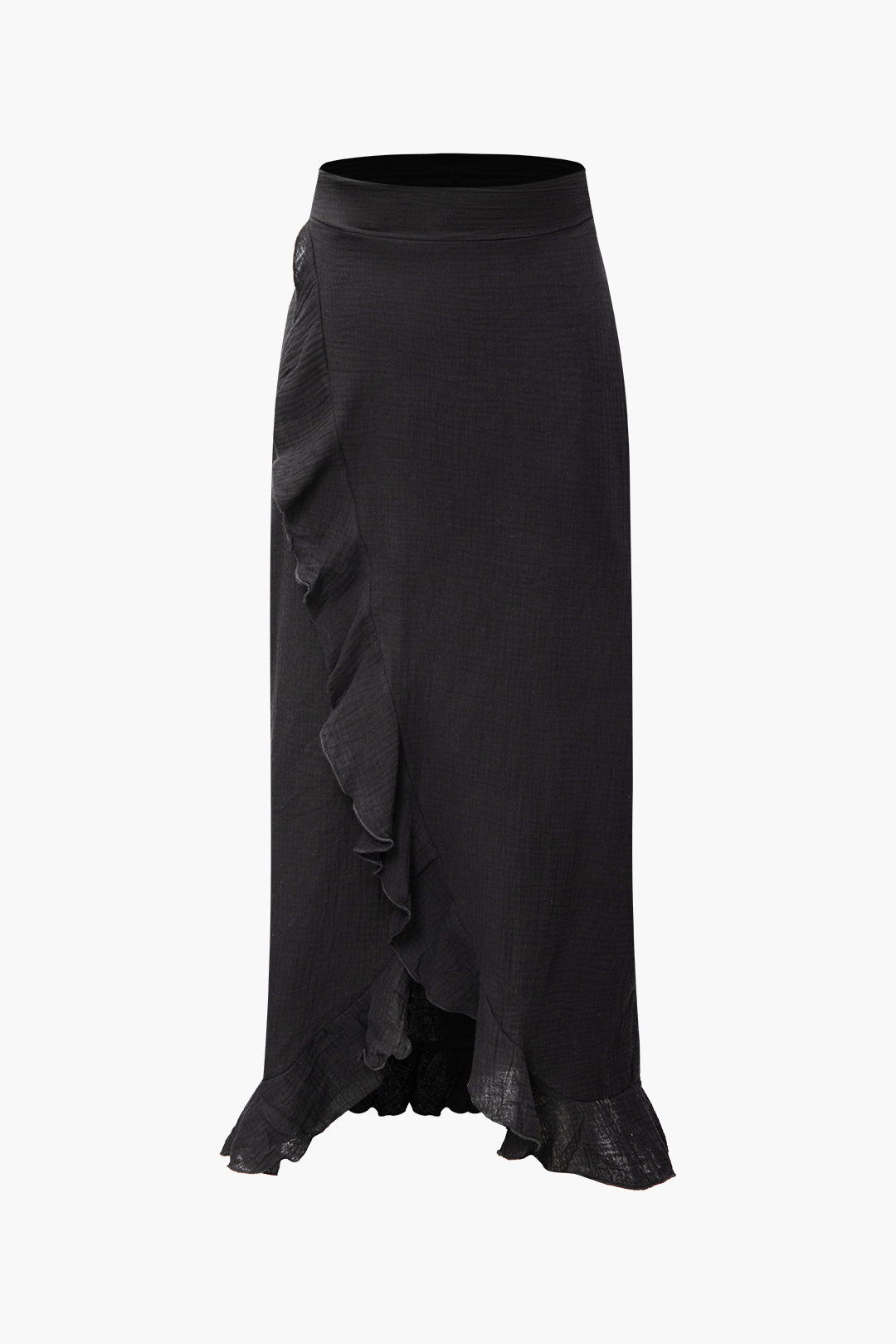 Puff Sleeve Wrap Tie Blouse And Ruffle Skirt Set