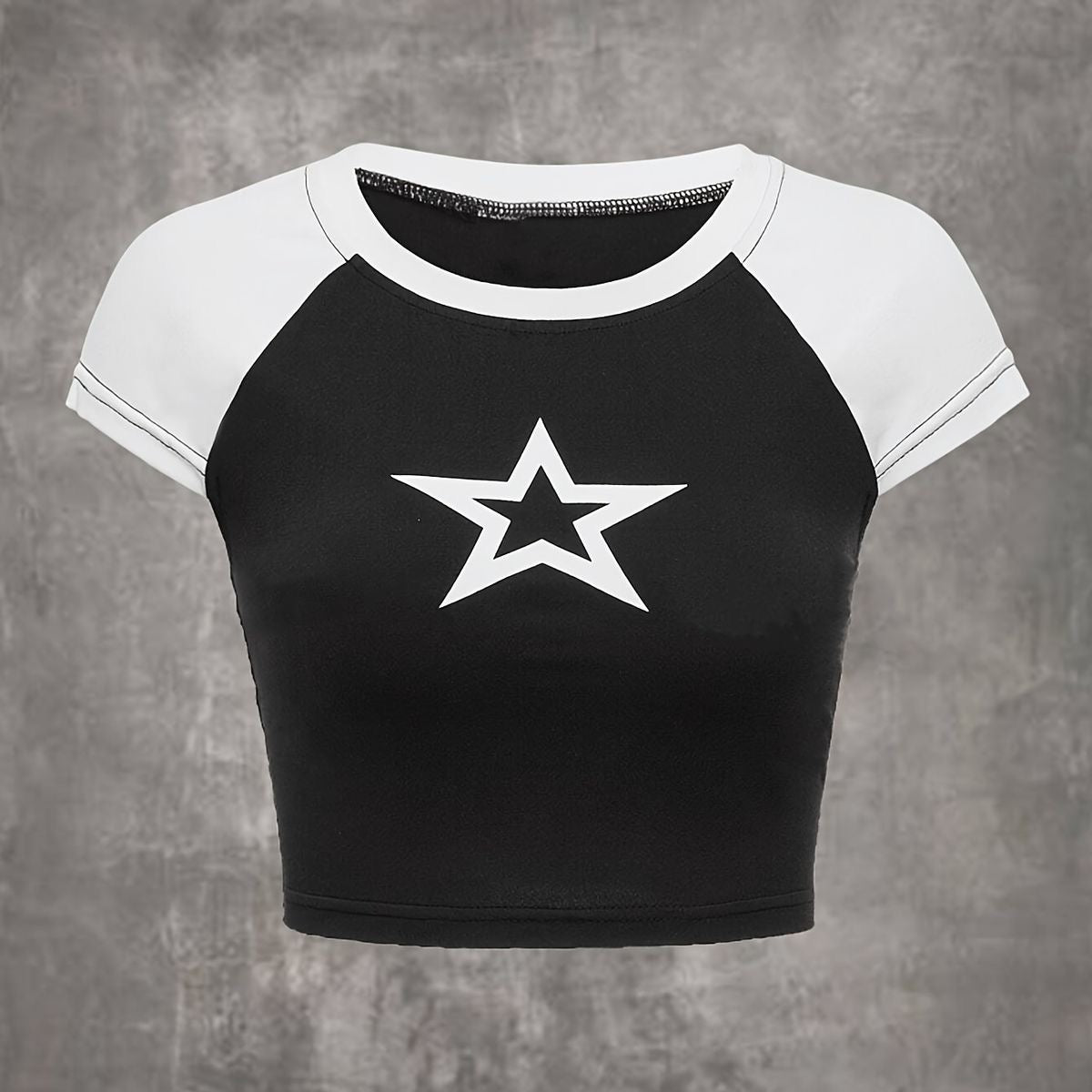 Hollow Star Print Crop T-Shirt