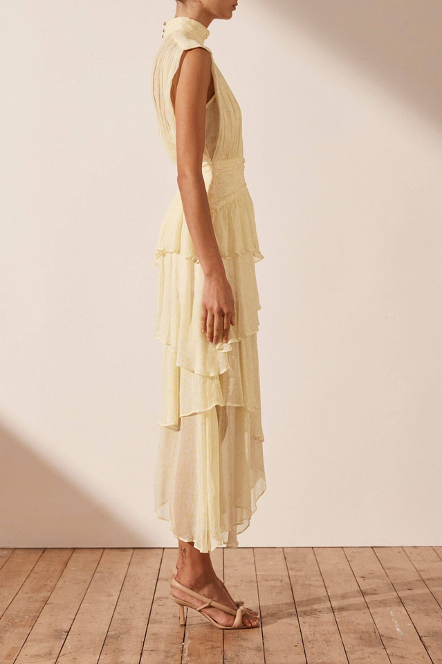 Faye Sleeveless Ruched Midi Dress