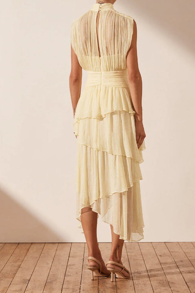 Faye Sleeveless Ruched Midi Dress