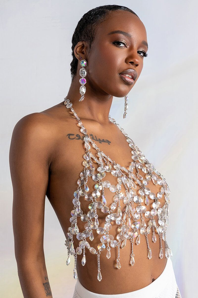 Fantasy Drop Razor Crystal Body Chain Top