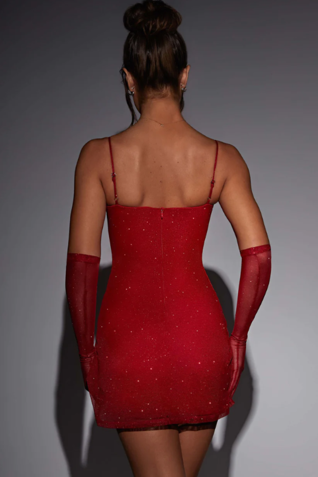 Georgia Shiny Dress With Gloves