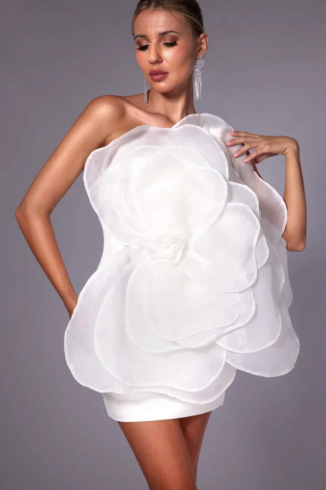 Carina One Shoulder 3D Floral Dress