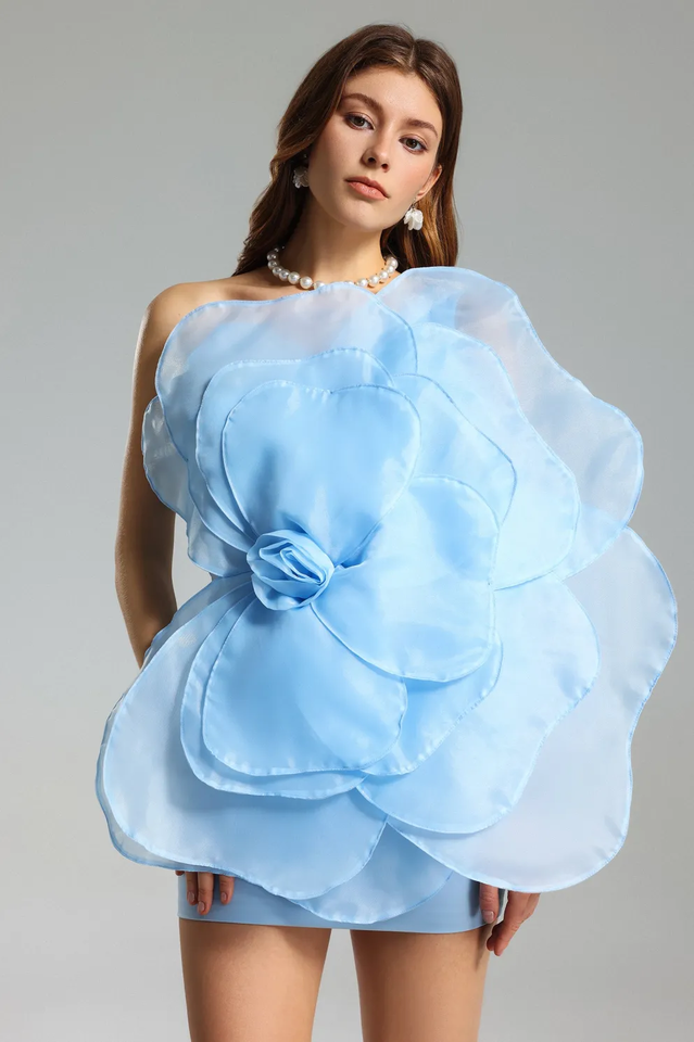 Carina One Shoulder 3D Floral Dress